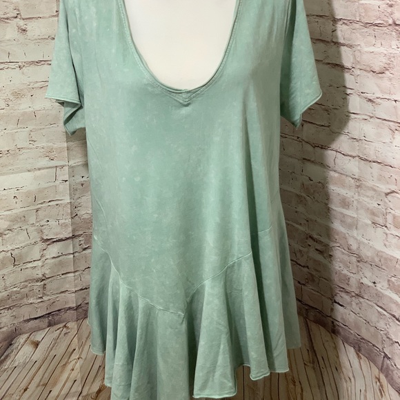 Anthro eri + ali Asymmetrical Peplum Mint Top SZ L - Picture 7 of 8